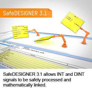 SafeDESIGNER 3.1允许对INT和INT信号进行安全处理并进行数学连接。