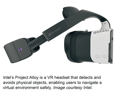 英特尔的项目合金是VR耳机，可检测和避免物理对象，使用户能够安全地导航虚拟环境。图片礼貌英特尔