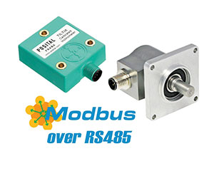 Positial绝对旋转编码器（右）和倾角系：现在使用Modbus RTU接口 - 使用RS485传输标准。