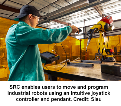 SRC允许用户使用直观的操纵杆控制器和挂件来移动和编程工业机器人。来源:上海外国语大学
