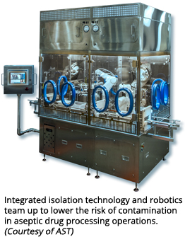 集成隔离技术和机器人团队降低了无菌药物加工操作中的污染风险(AST提供)