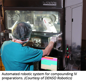 用于复合IV制剂的自动机器人系统（由Denso机器人提供）