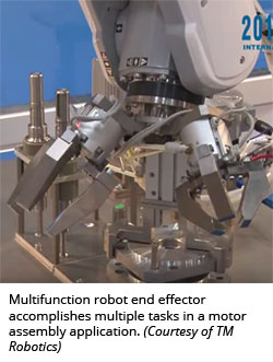 多功能机器人末端执行器在电机装配应用中完成多个任务。(由TM Robotics提供)